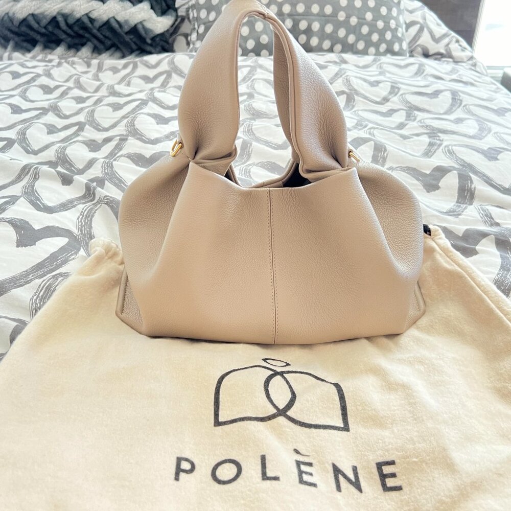 $1095 Authentic POLENE Numero Neuf Taupe Made in SPAIN Women's Leather Handbag